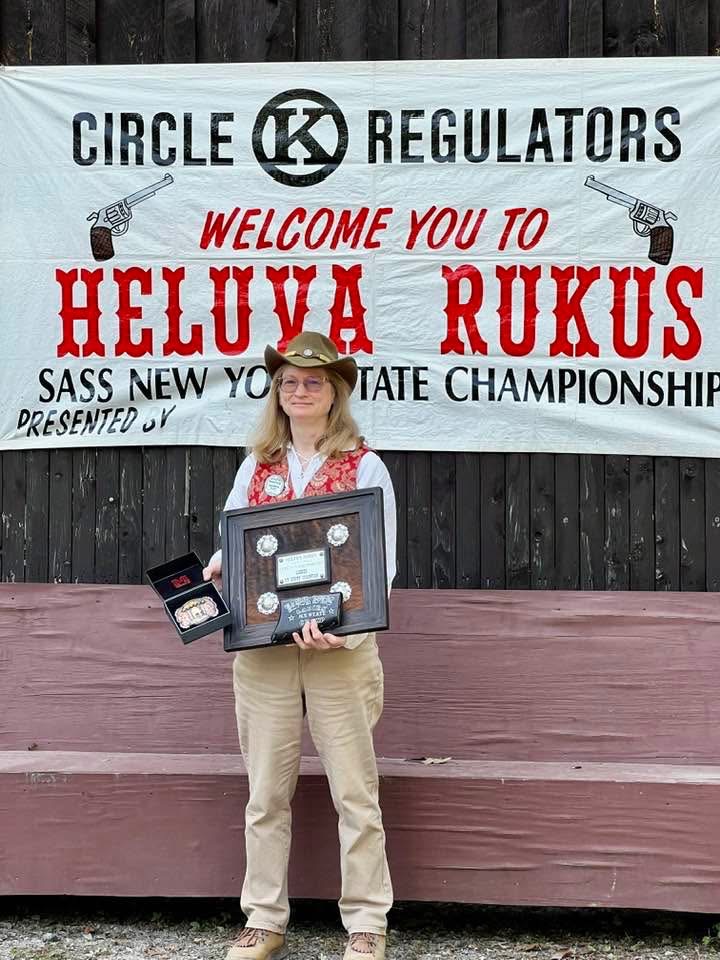 2025 SASS NY State Champions: Southpaw Slingin' Sally and El Muerto Negro (not shown)